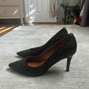 Calvin Klein Black Heels with Logo Pattern